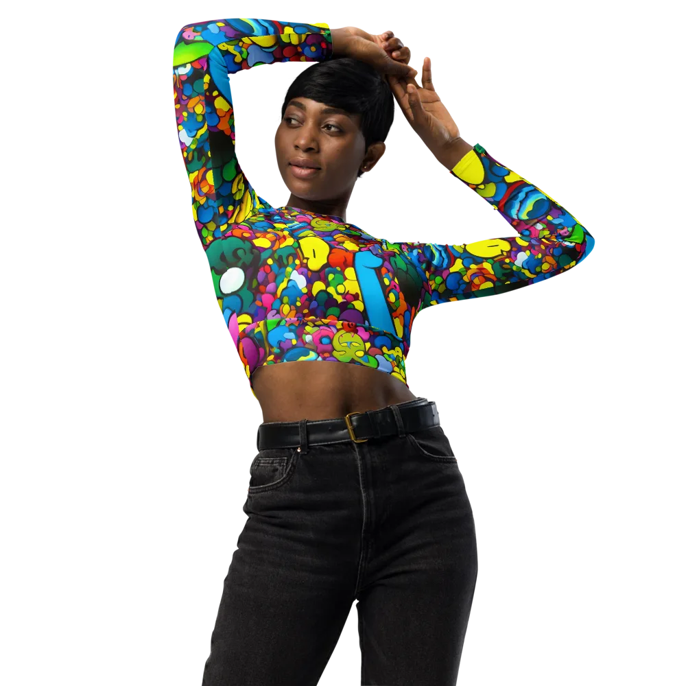Kaleidoscope Garden on Long Sleeve Crop Top — Front