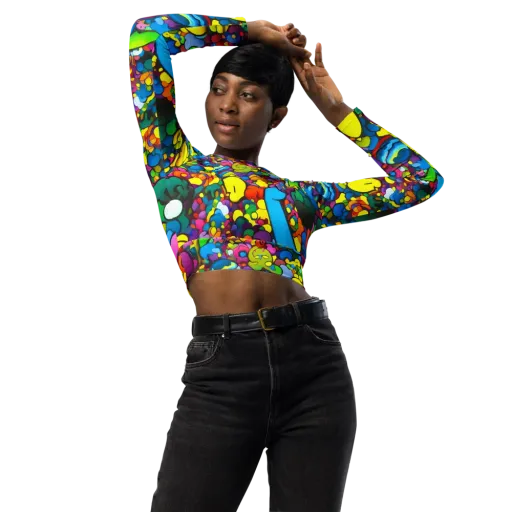 Kaleidoscope Garden on a Long Sleeve Crop Top