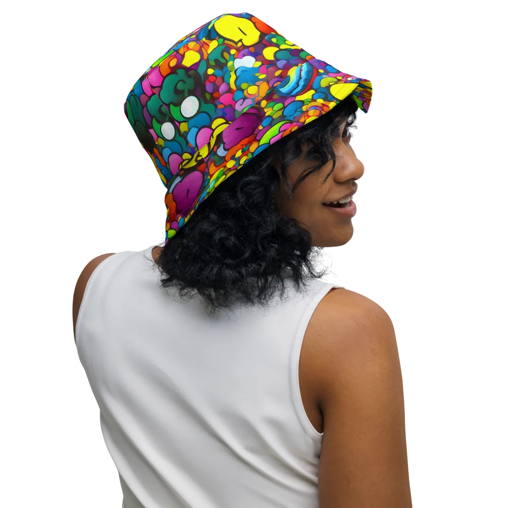 Kaleidoscope Garden on Reversible Bucket Hat — Right Outside