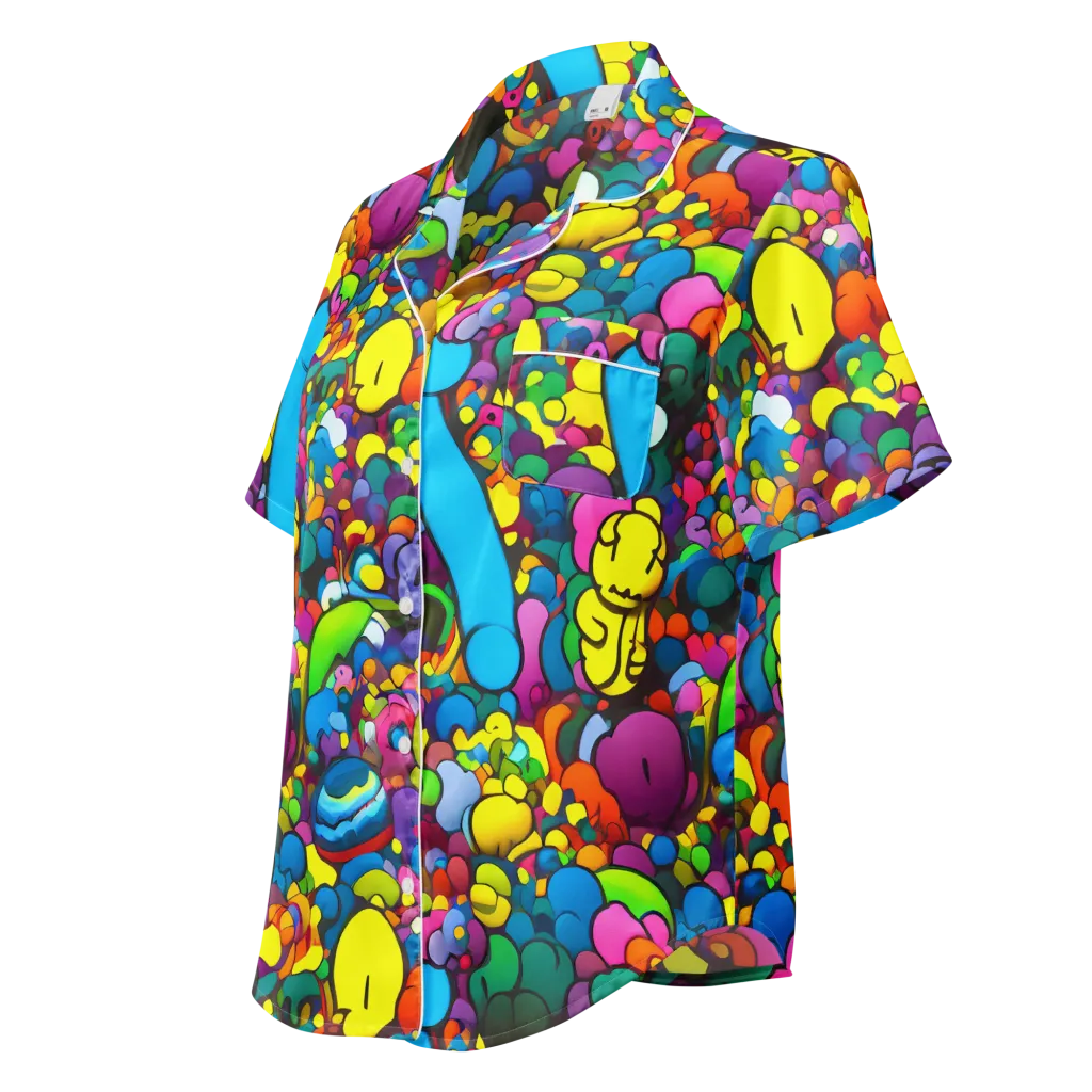 Kaleidoscope Garden on Women's Short Sleeve Pajama Top — Left Front
