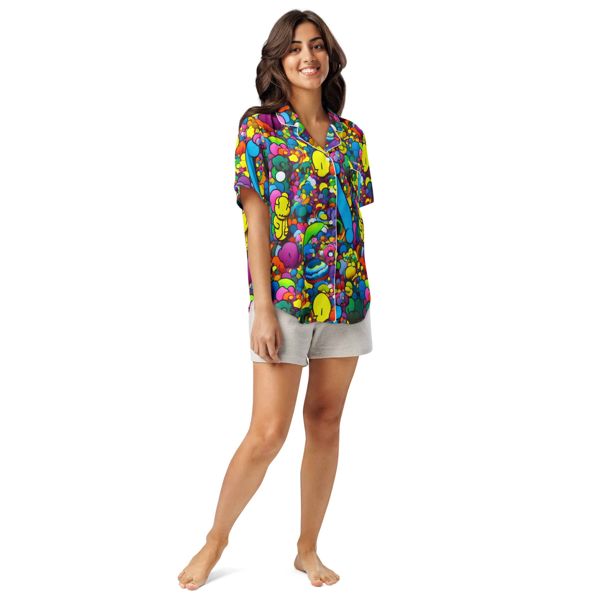 Kaleidoscope Garden on Women's Short Sleeve Pajama Top — Front