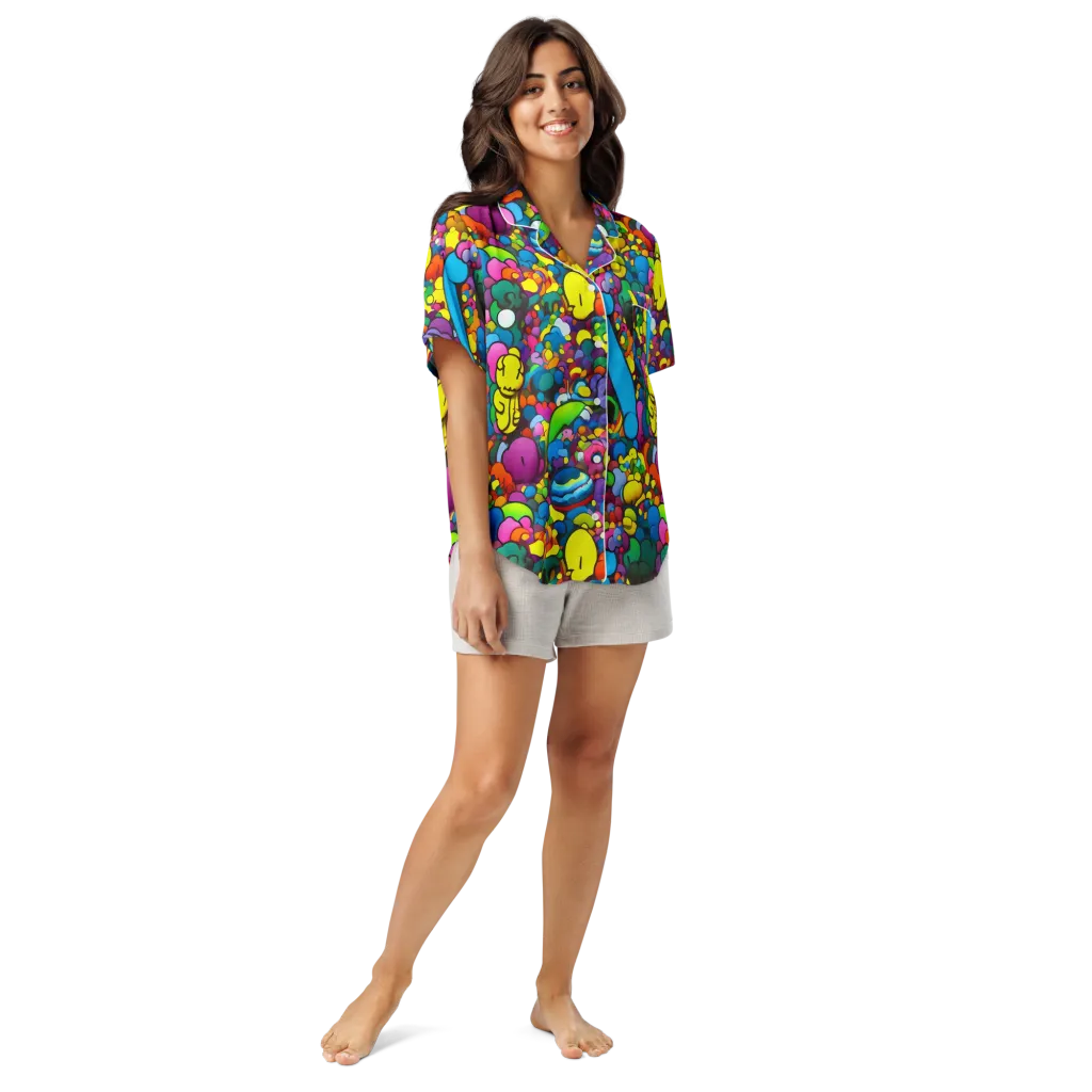 Kaleidoscope Garden on Women's Short Sleeve Pajama Top — Front
