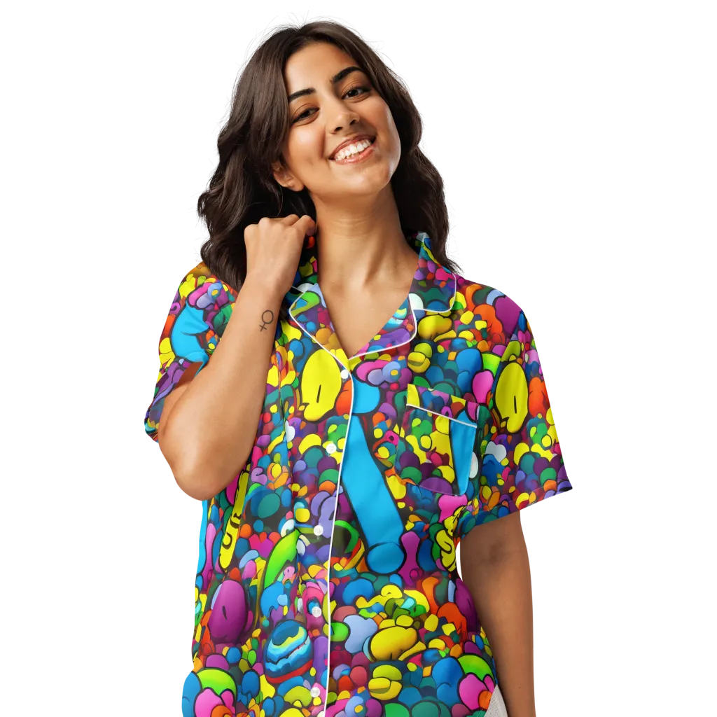 Kaleidoscope Garden on Women's Short Sleeve Pajama Top — Front