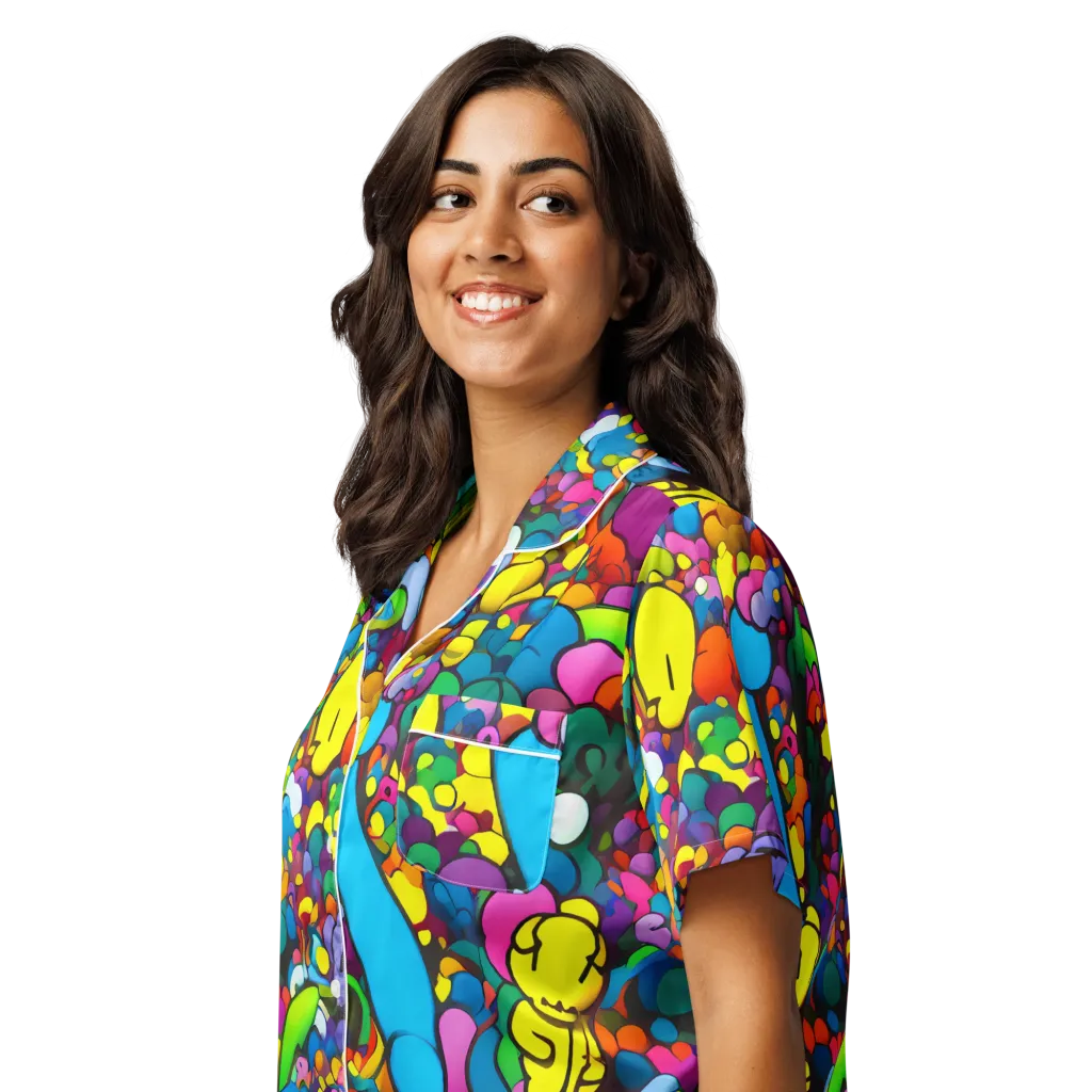 Kaleidoscope Garden on Women's Short Sleeve Pajama Top — Left Front