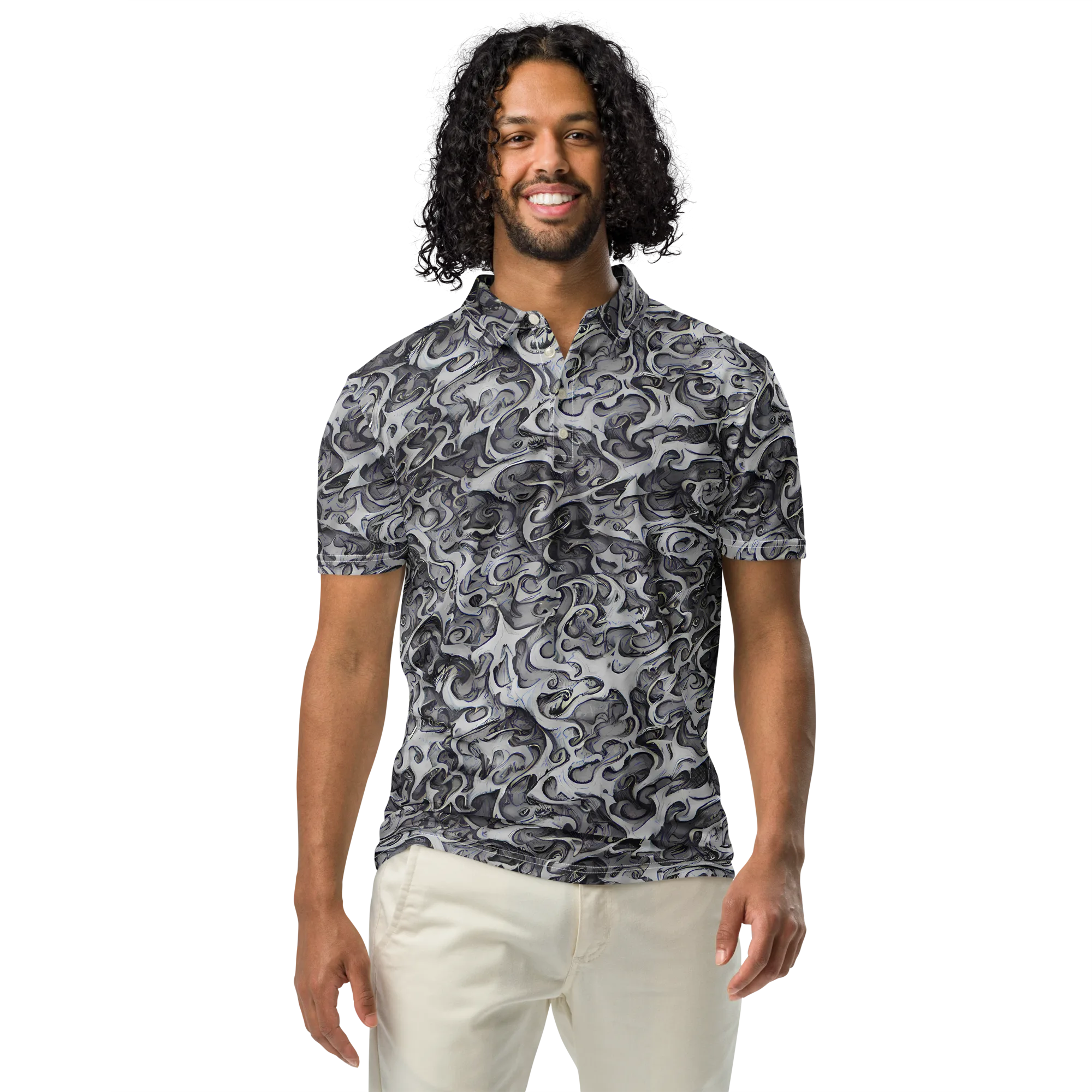 Mashburn Swirls on Men's Slim Fit Polo Shirt — Front