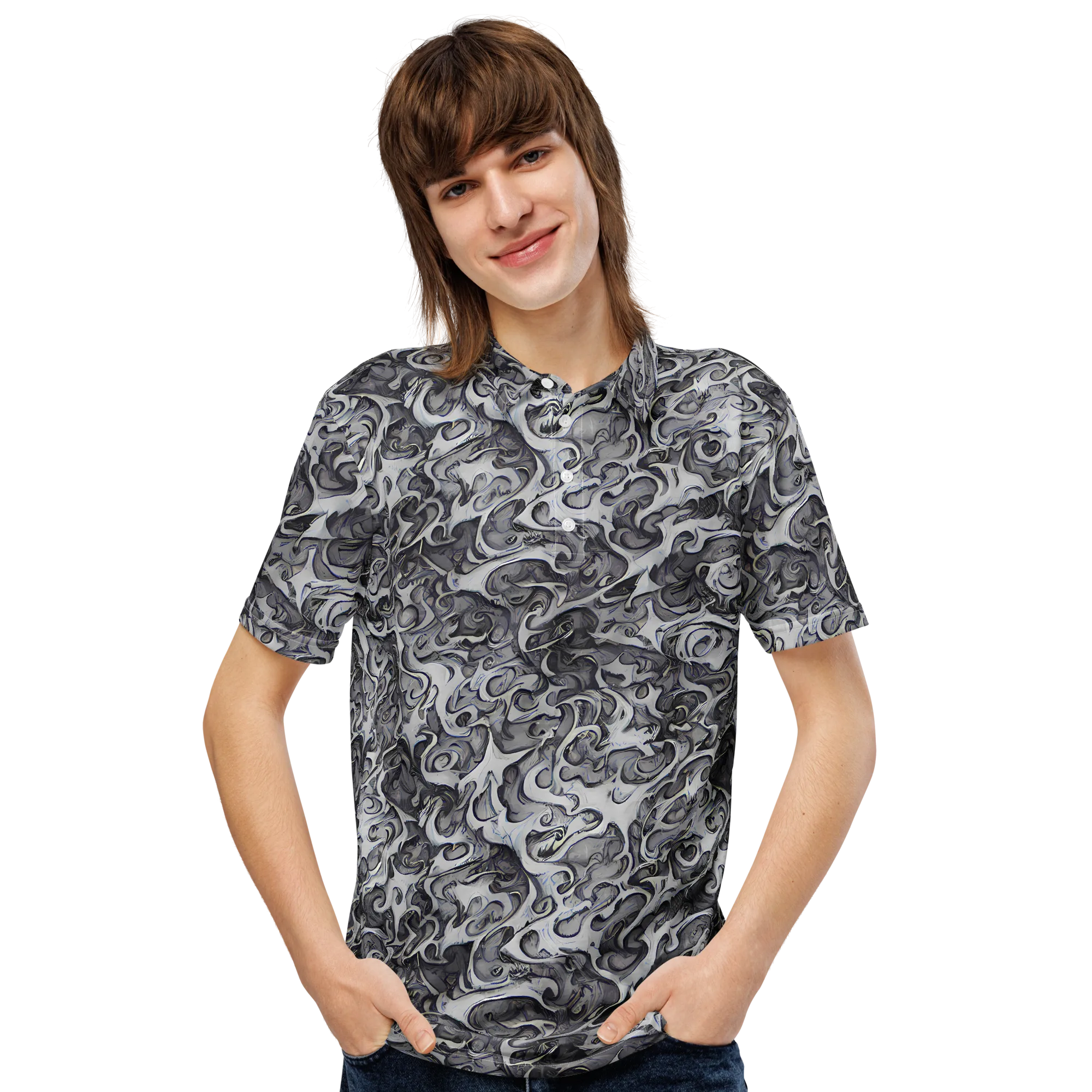 Mashburn Swirls on Men's Slim Fit Polo Shirt — Front