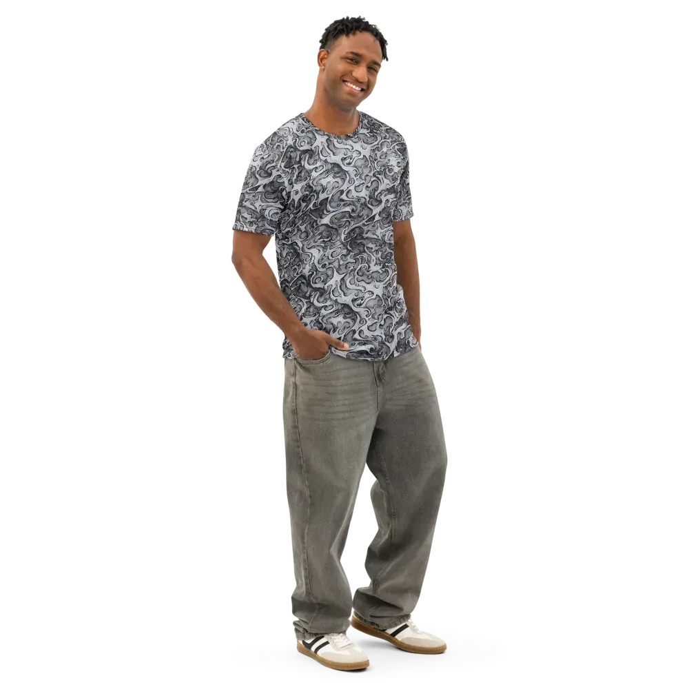Mashburn Swirls on Men's Cotton Crew Neck T-Shirt — Right Front