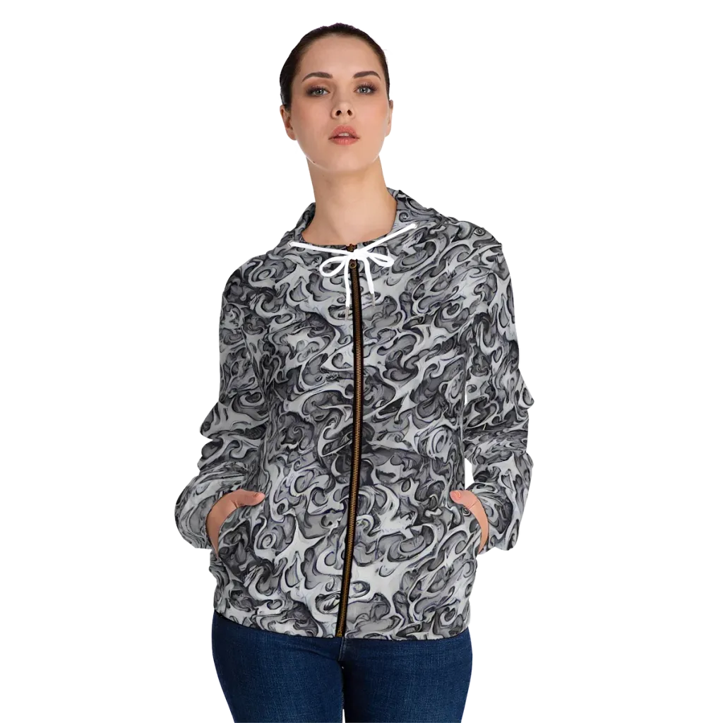 Mashburn Swirls on Women's Full-Zip Hoodie — Front On Person
