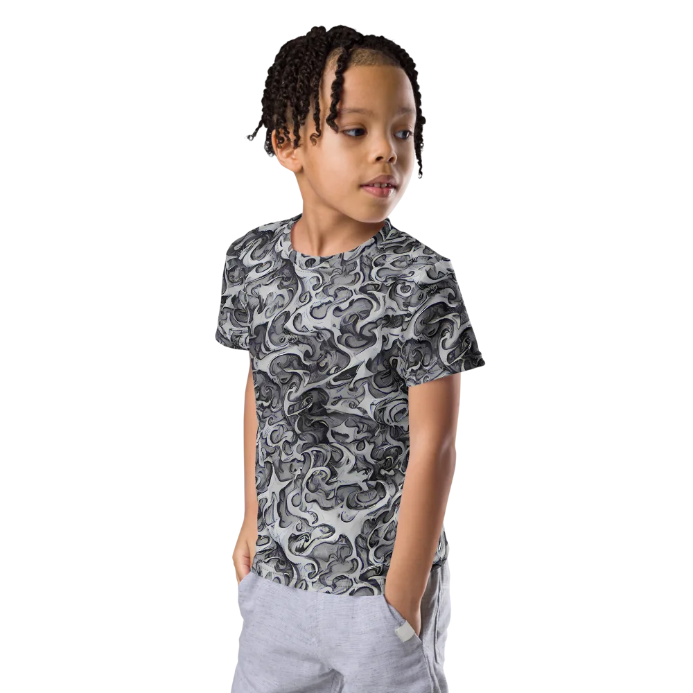 Mashburn Swirls on Kids Crew Neck T-Shirt — Left Front