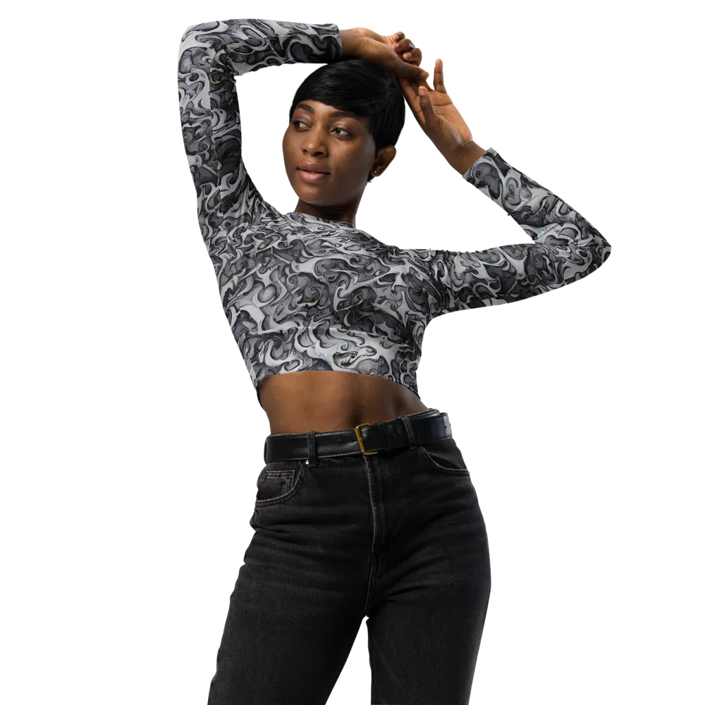 Mashburn Swirls on Long Sleeve Crop Top — Front