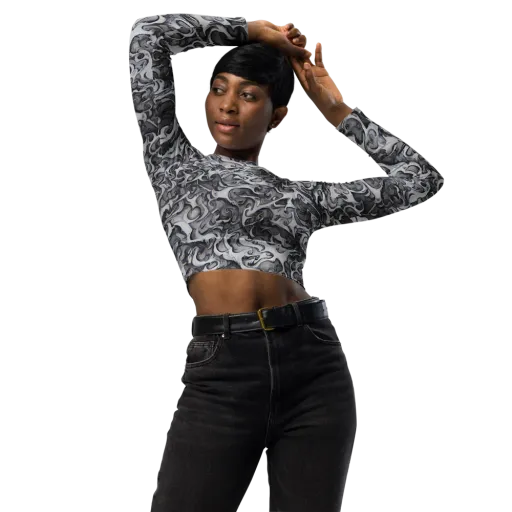 Mashburn Swirls on a Long Sleeve Crop Top
