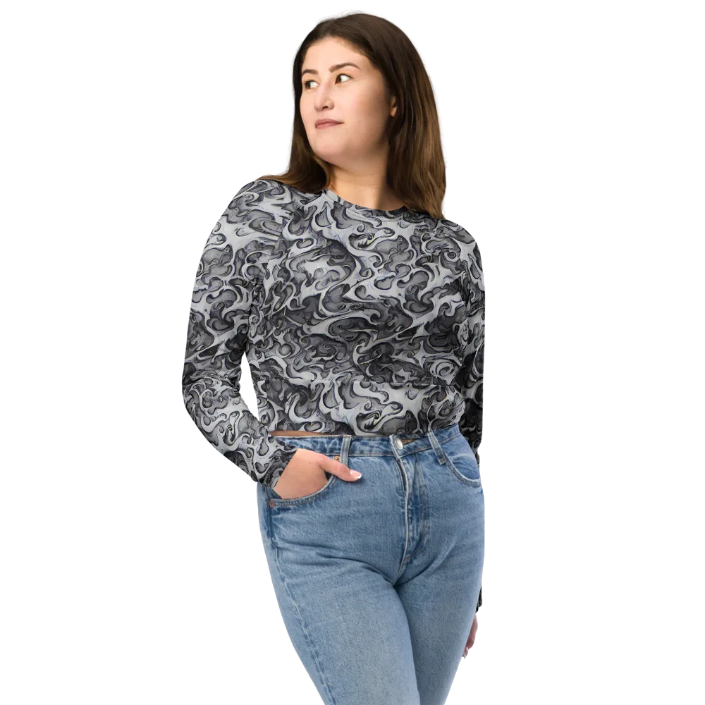 Mashburn Swirls on Long Sleeve Crop Top — Front