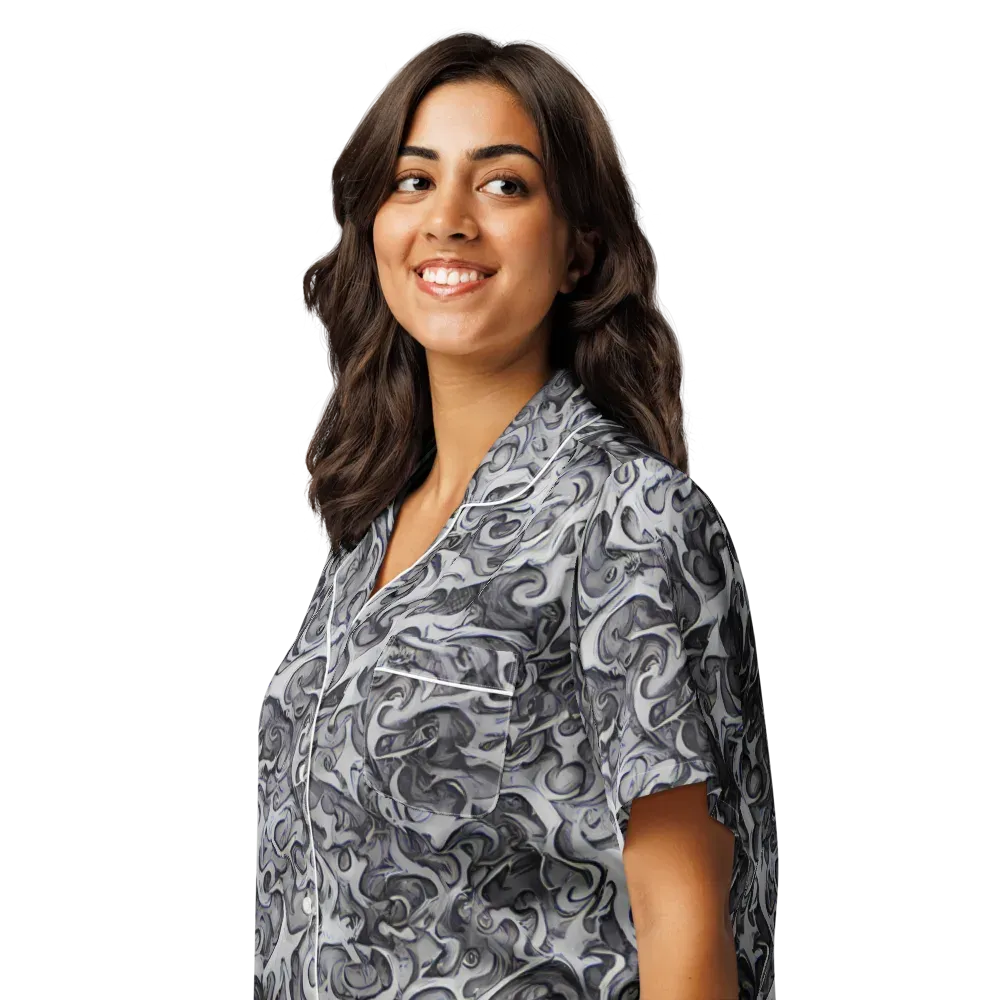 Mashburn Swirls on Women's Short Sleeve Pajama Top — Left Front