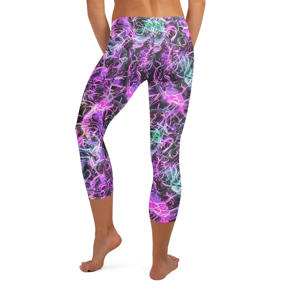 Magenta Maze on Capri Leggings — Back