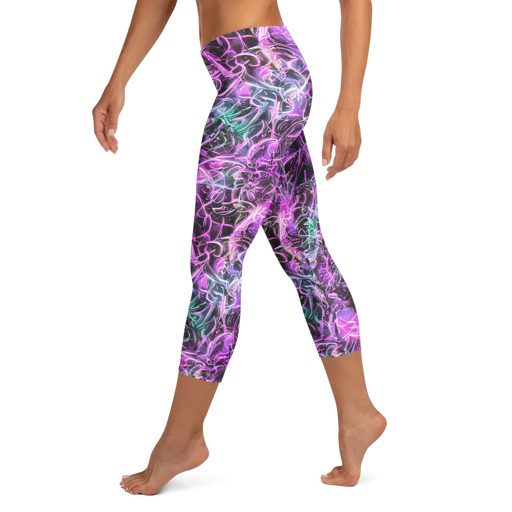 Magenta Maze on Capri Leggings — Left