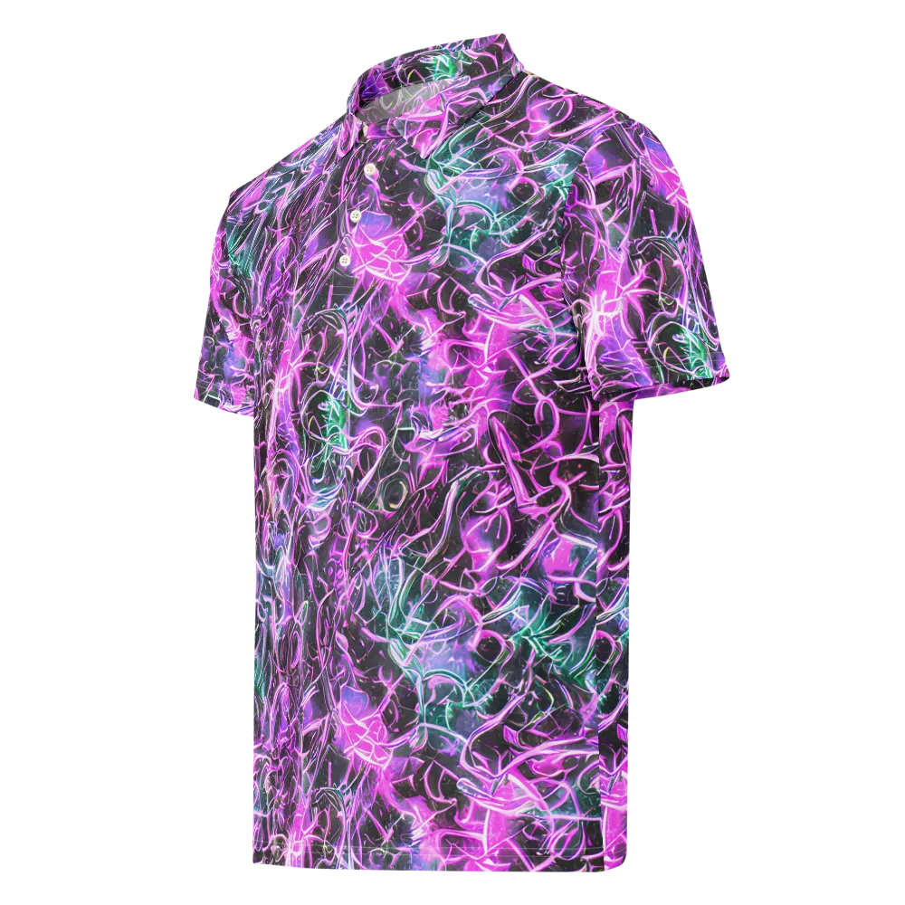 Magenta Maze on Men's Slim Fit Polo Shirt — Left Front