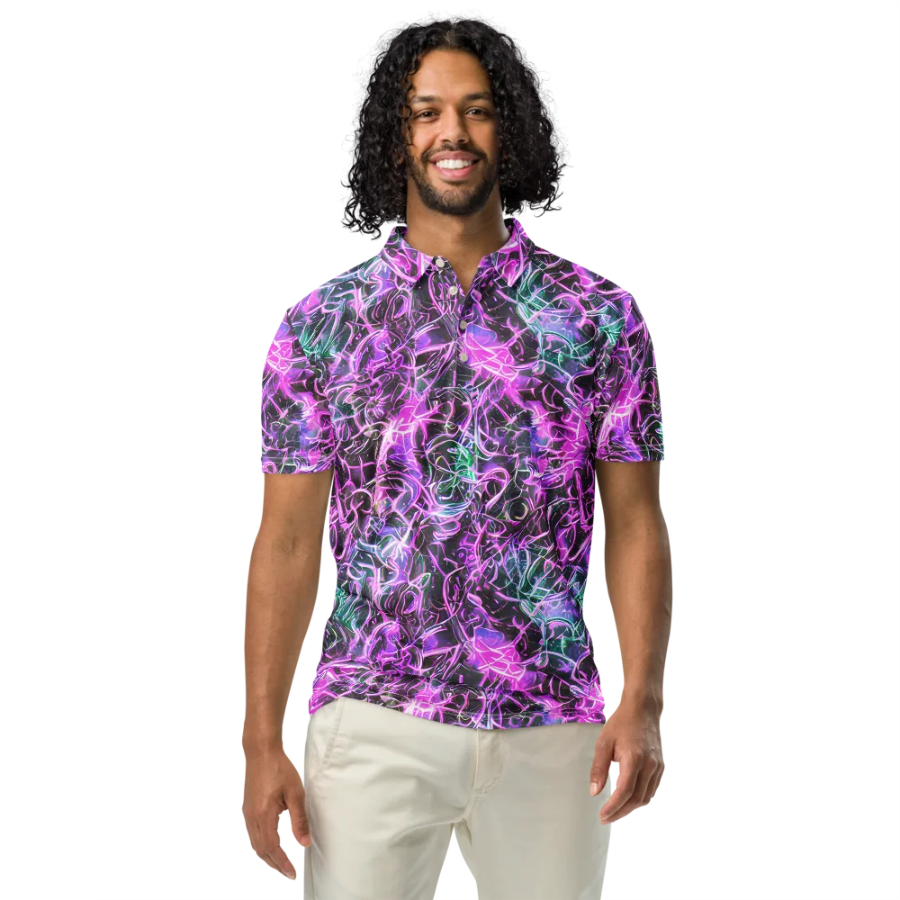 Magenta Maze on Men's Slim Fit Polo Shirt — Front