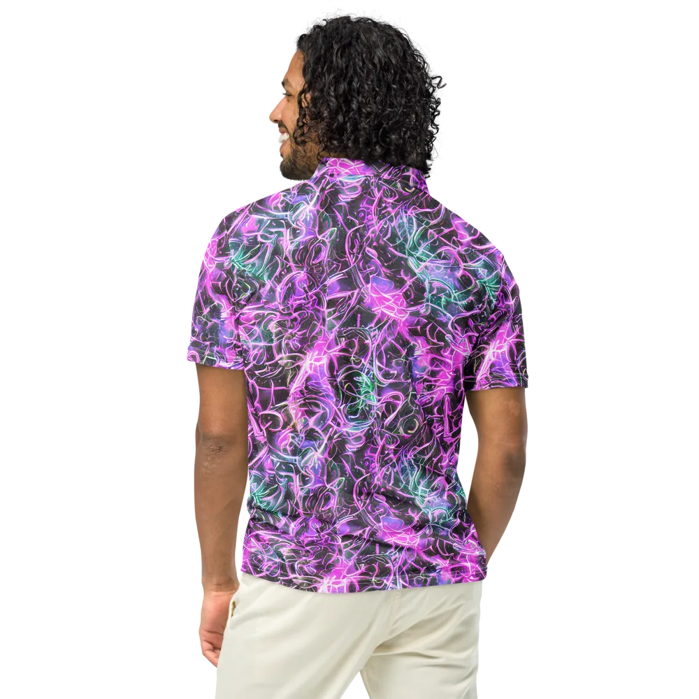 Magenta Maze on Men's Slim Fit Polo Shirt — Back