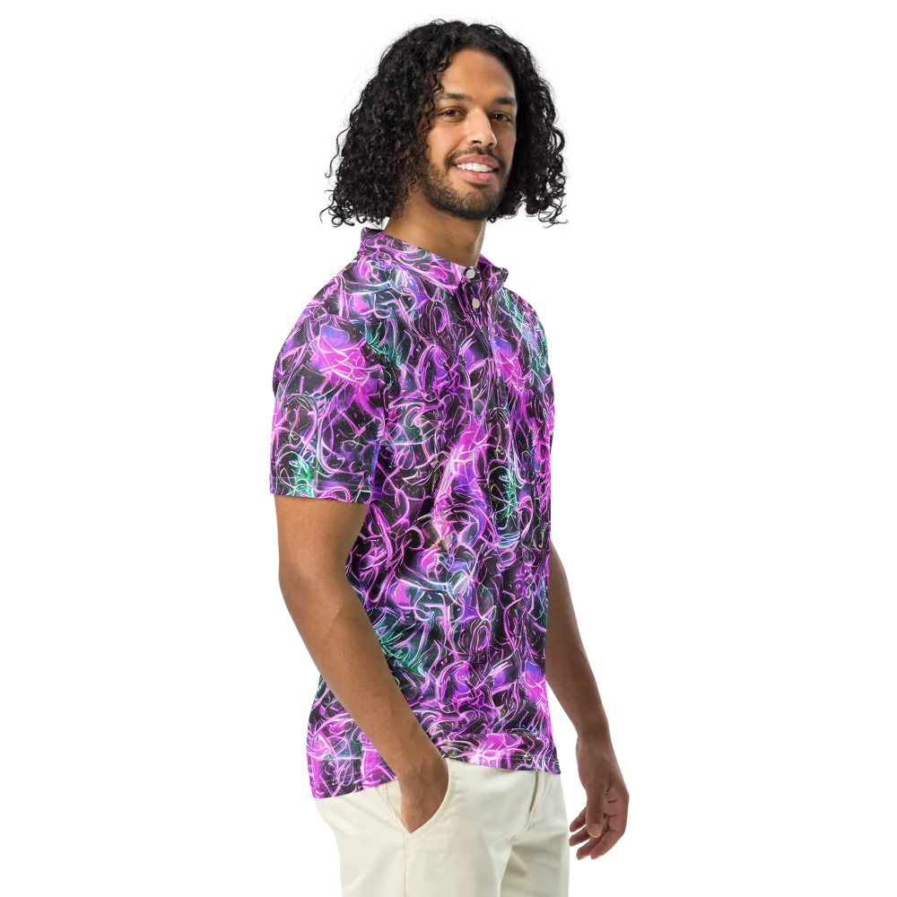 Magenta Maze on Men's Slim Fit Polo Shirt — Right Front