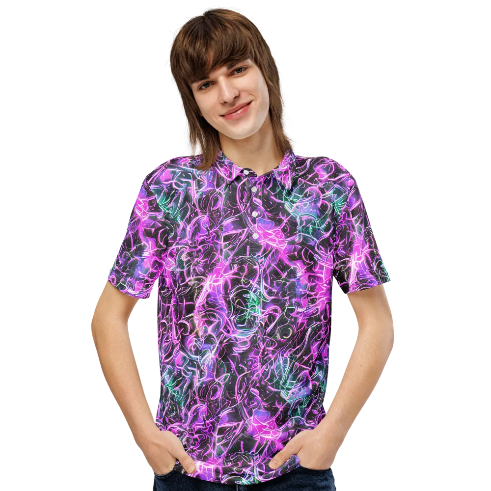 Magenta Maze on Men's Slim Fit Polo Shirt — Front