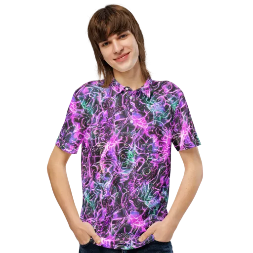 Magenta Maze on a Men's Slim Fit Polo Shirt