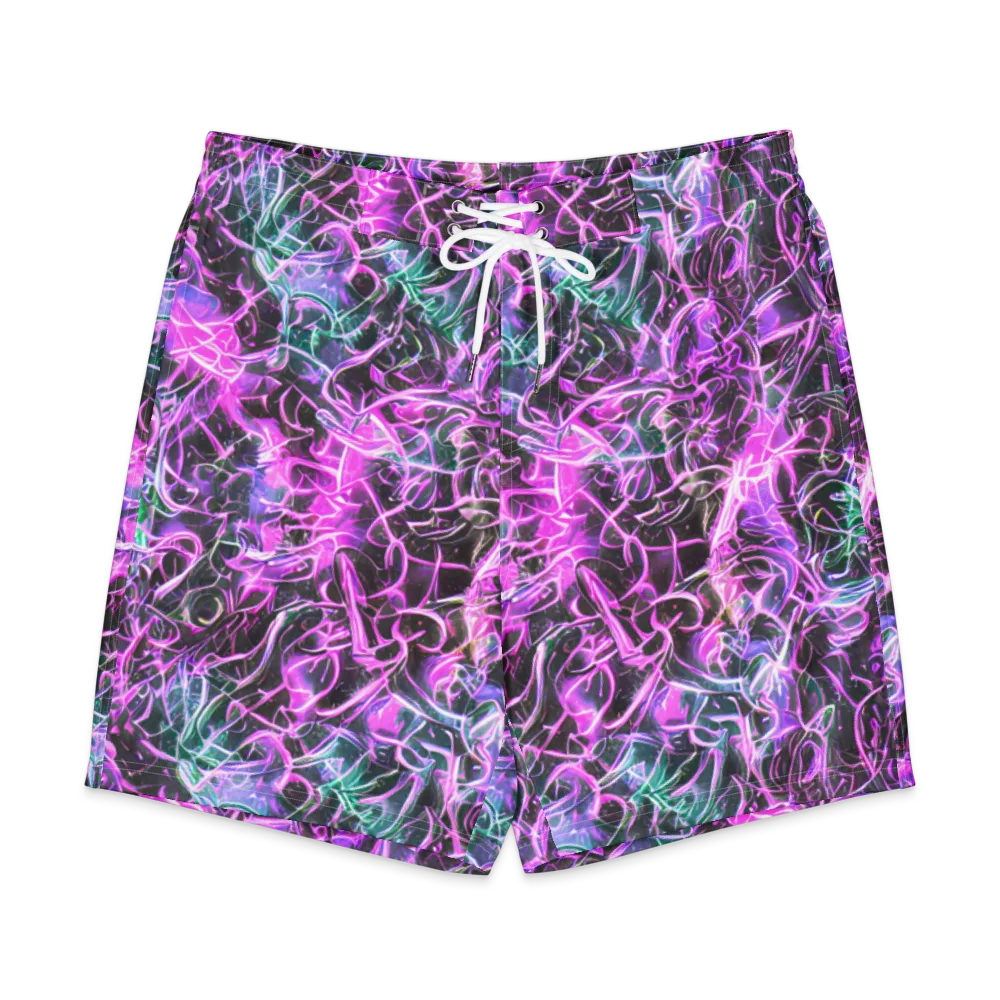 Magenta Maze on Men's Board Shorts — Front