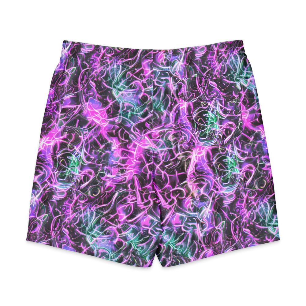 Magenta Maze on Men's Board Shorts — Back