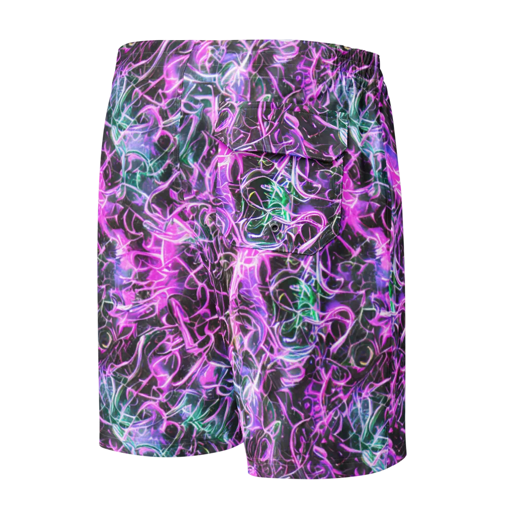 Magenta Maze on Men's Board Shorts — Back