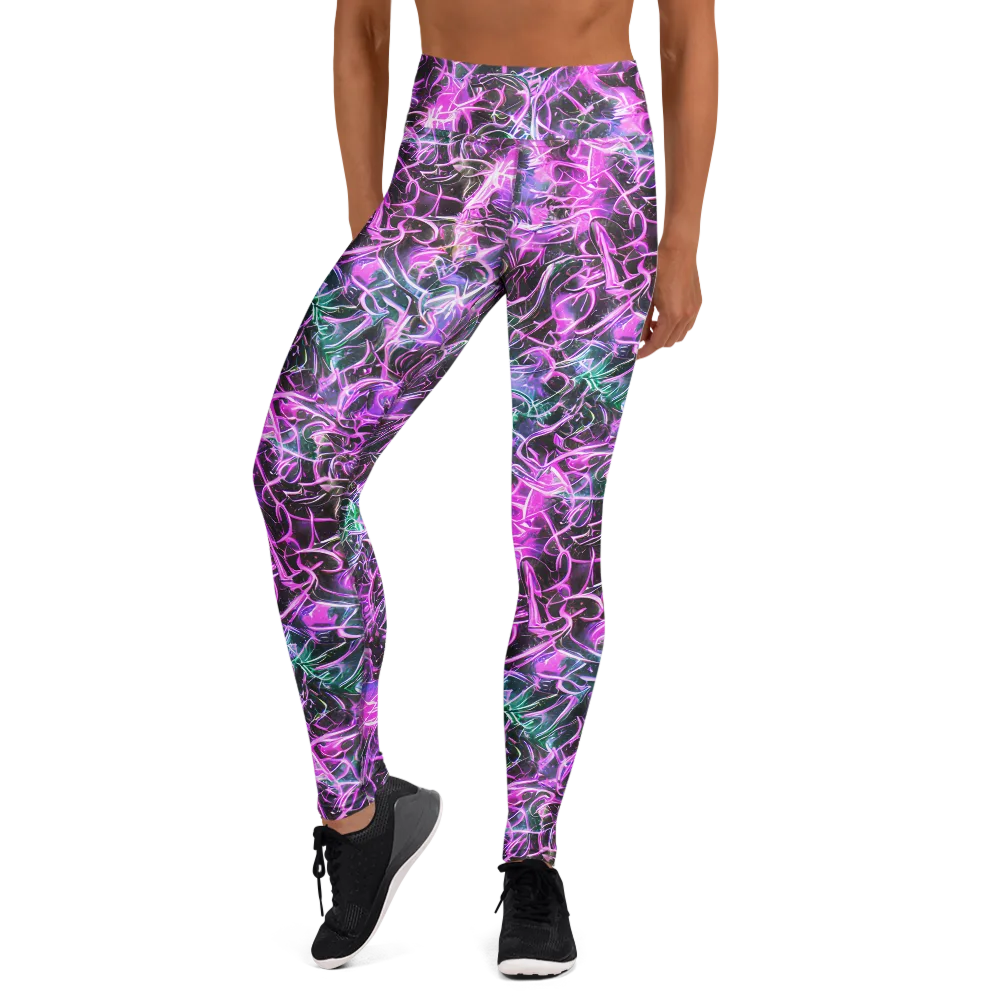 Magenta Maze on Yoga Leggings — Front