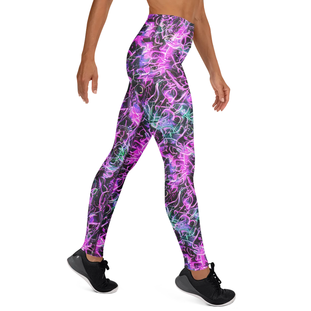 Magenta Maze on Yoga Leggings — Right