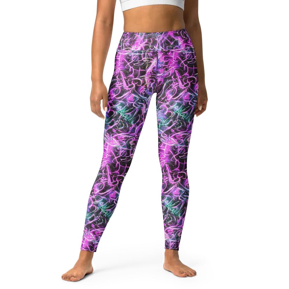 Magenta Maze on Yoga Leggings — Front