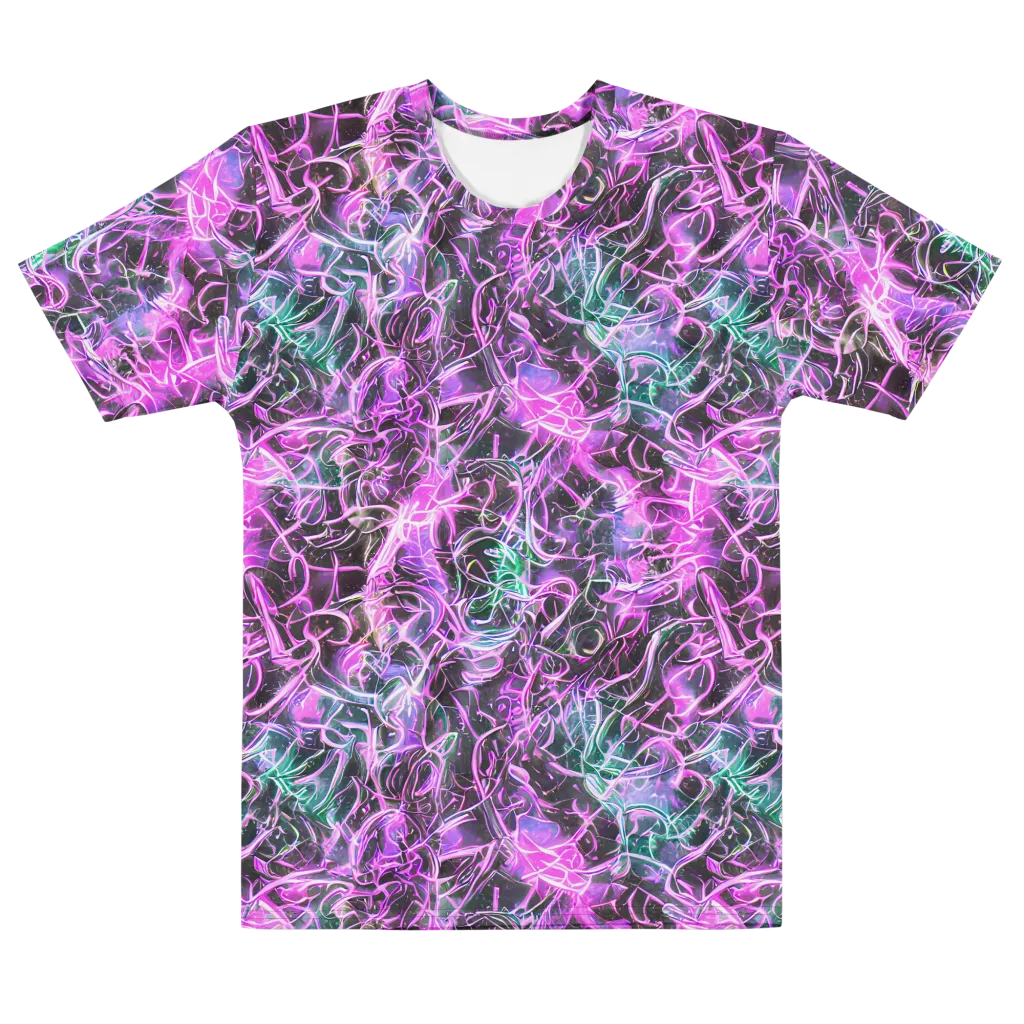 Magenta Maze on Men's Cotton Crew Neck T-Shirt — Front