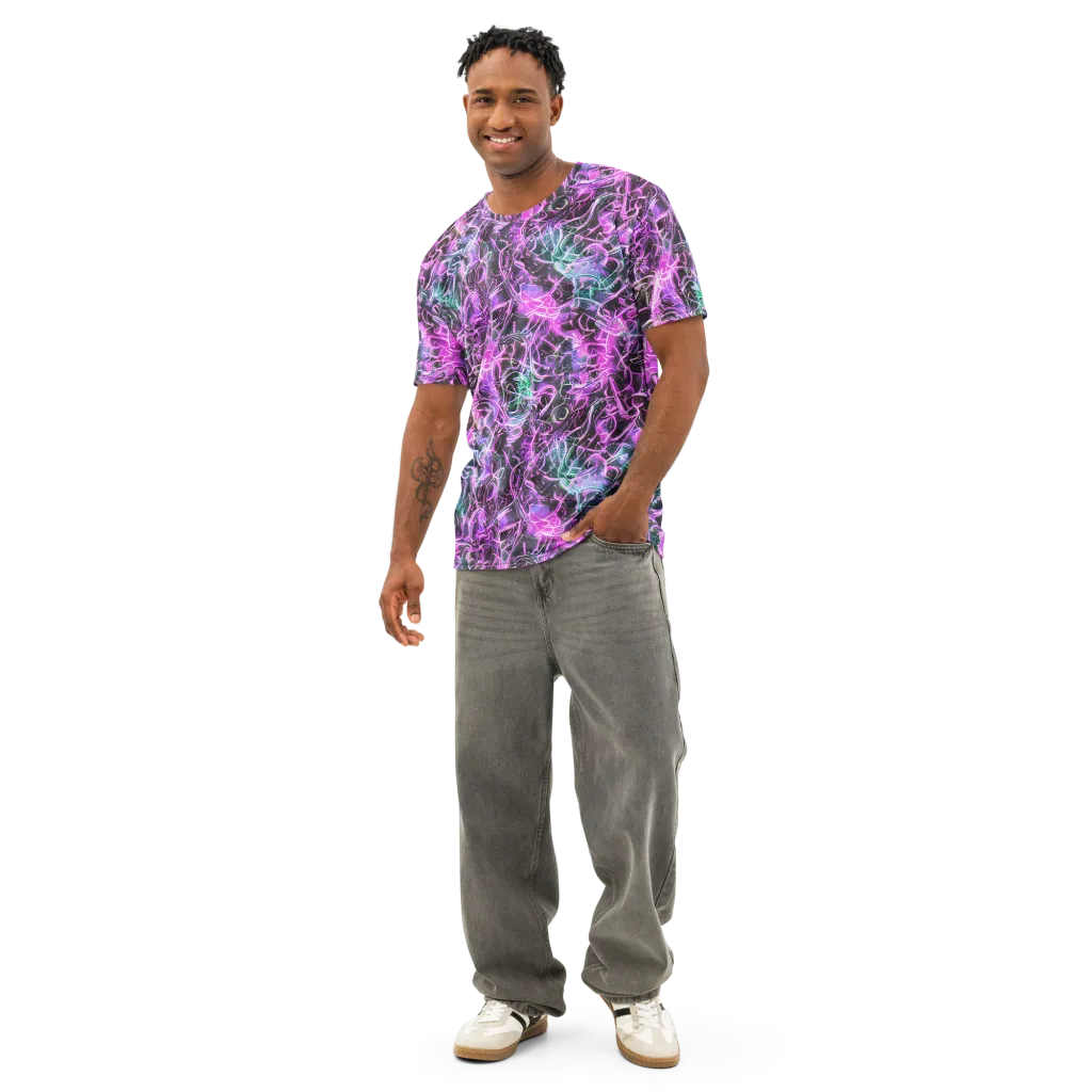 Magenta Maze on Men's Cotton Crew Neck T-Shirt — Front