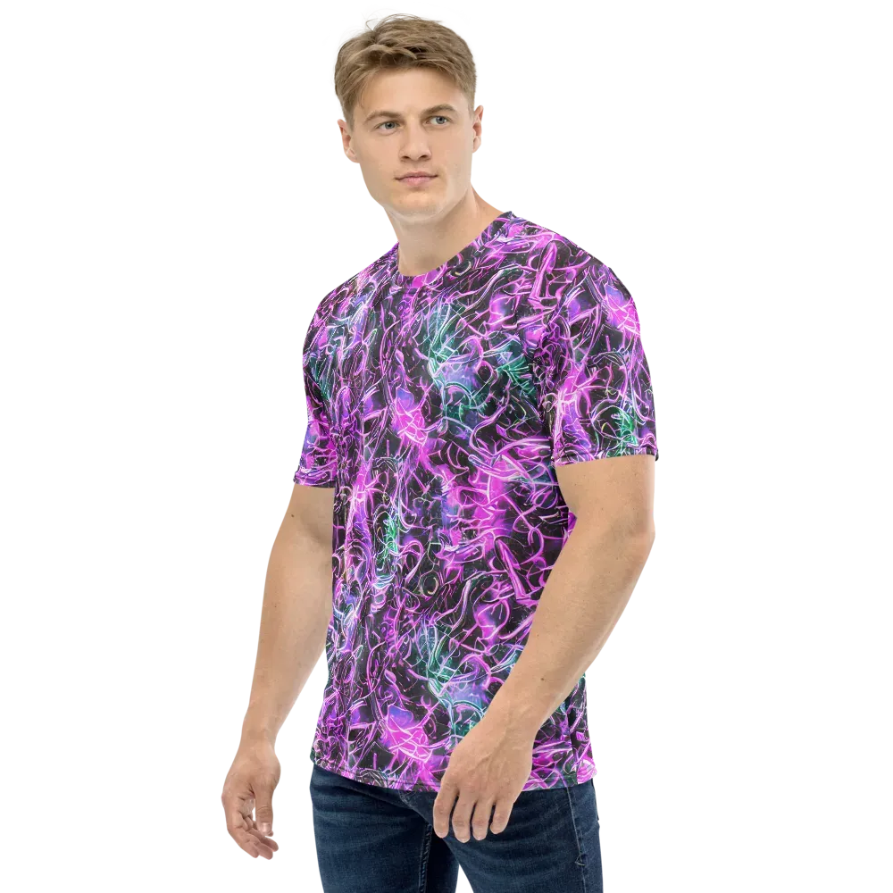 Magenta Maze on Men's Crew Neck T-Shirt — Left