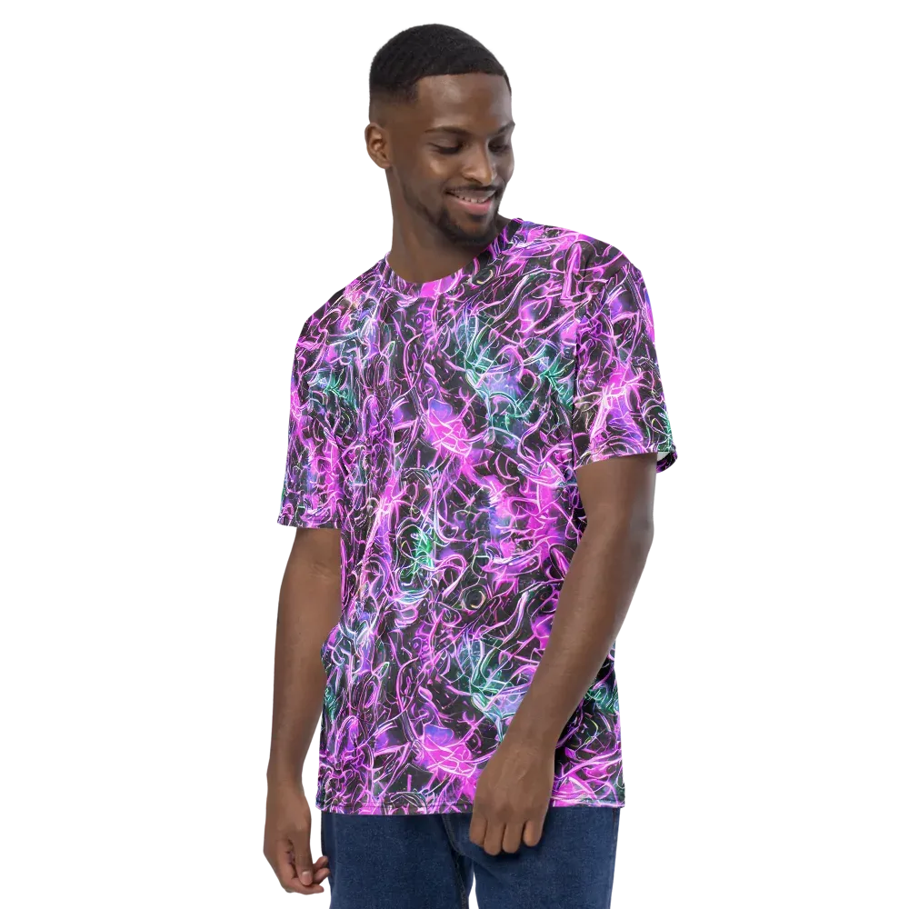 Magenta Maze on Men's Crew Neck T-Shirt — Left