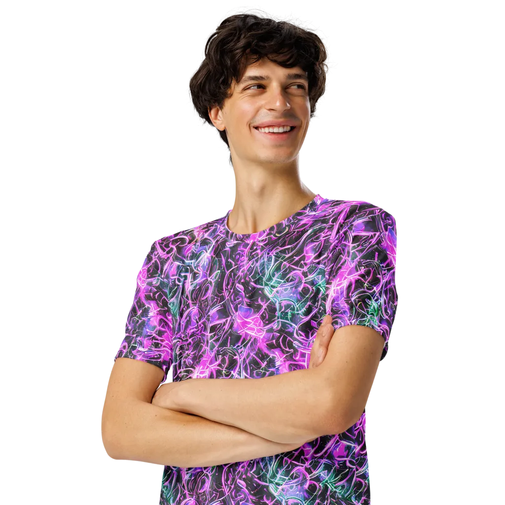 Magenta Maze on Men's Crew Neck T-Shirt — Left Front