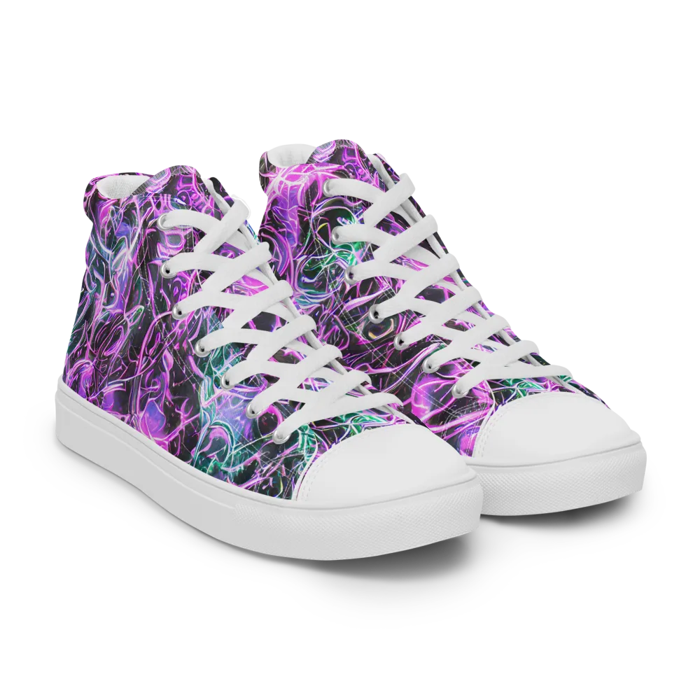Magenta Maze on Men's High Top Canvas Shoes — Right Front