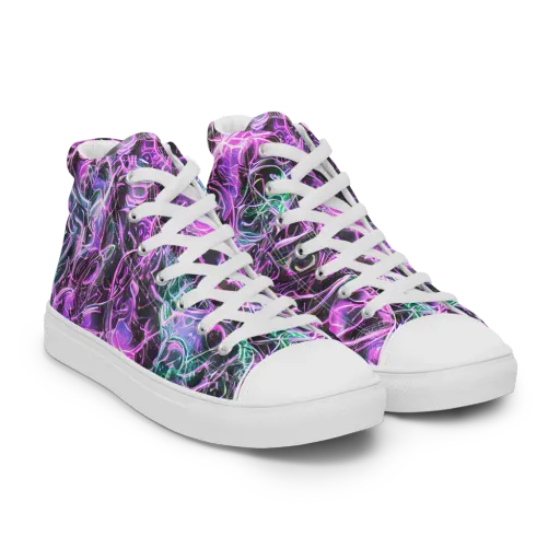 Magenta Maze on a Men's High Top Canvas Shoes