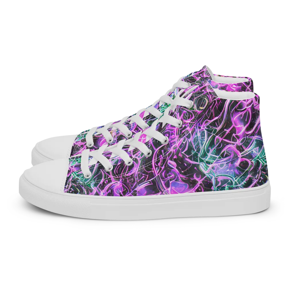 Magenta Maze on Men's High Top Canvas Shoes — Left