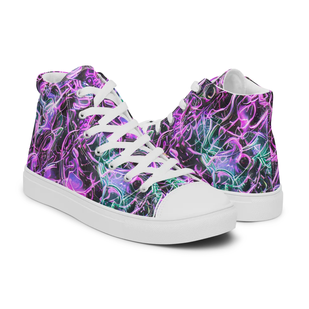 Magenta Maze on Men's High Top Canvas Shoes — Right