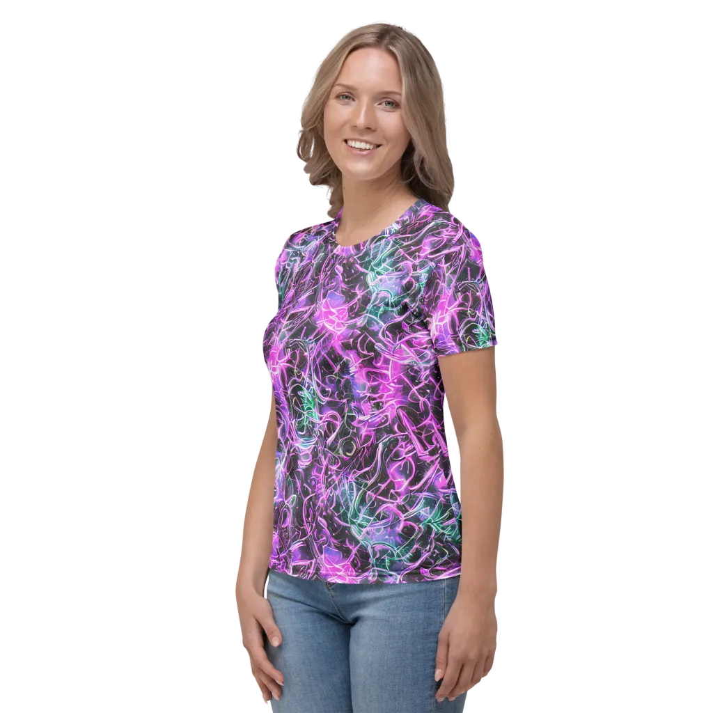 Magenta Maze on Women's Crew Neck T-Shirt — Left