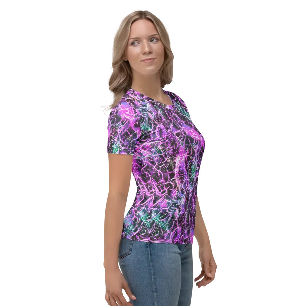 Magenta Maze on Women's Crew Neck T-Shirt — Right