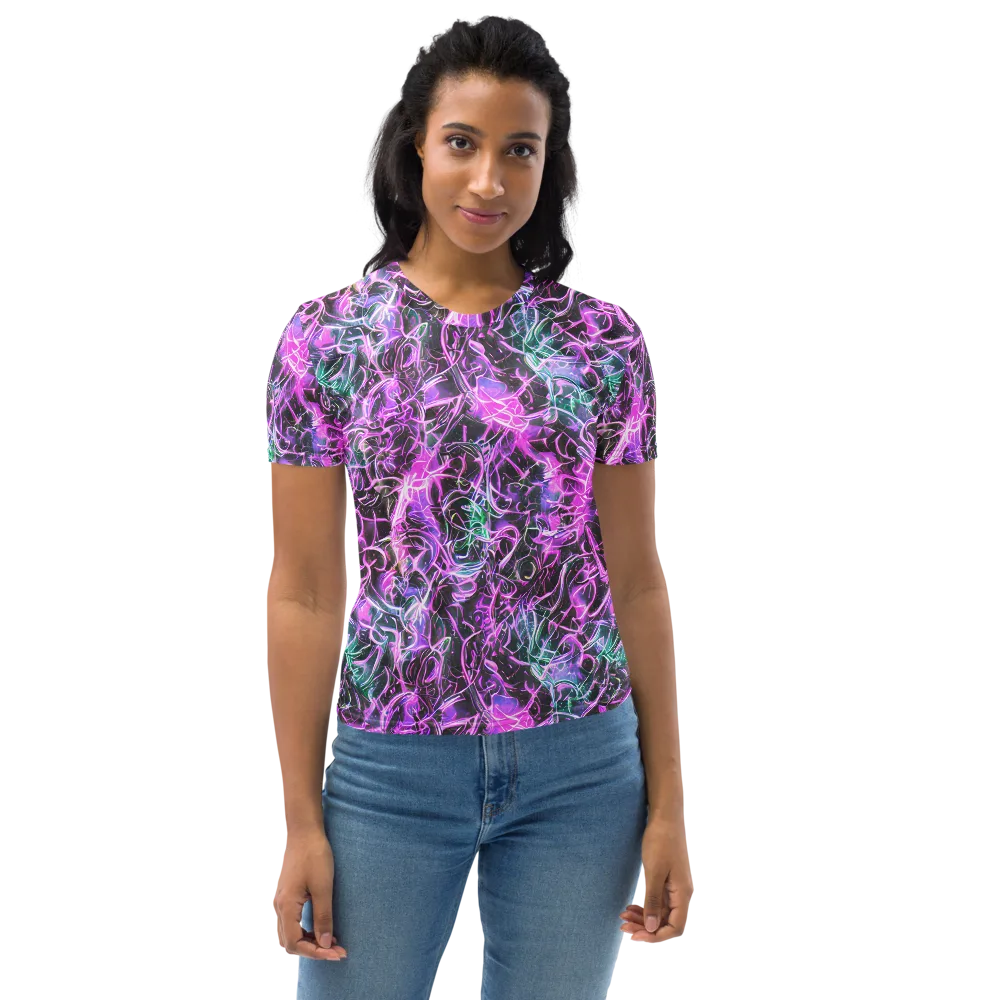 Magenta Maze on Women's Crew Neck T-Shirt — Front