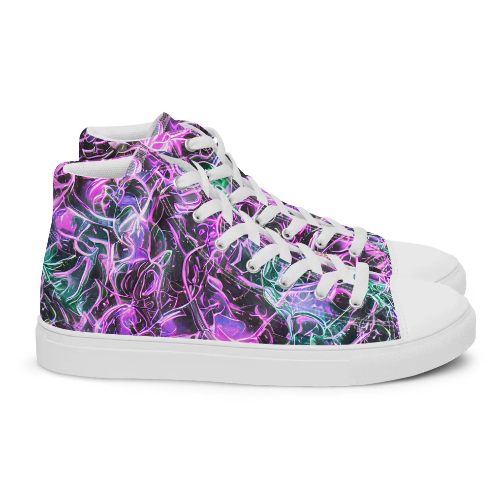 Magenta Maze on Women's High Top Canvas Shoes — Right