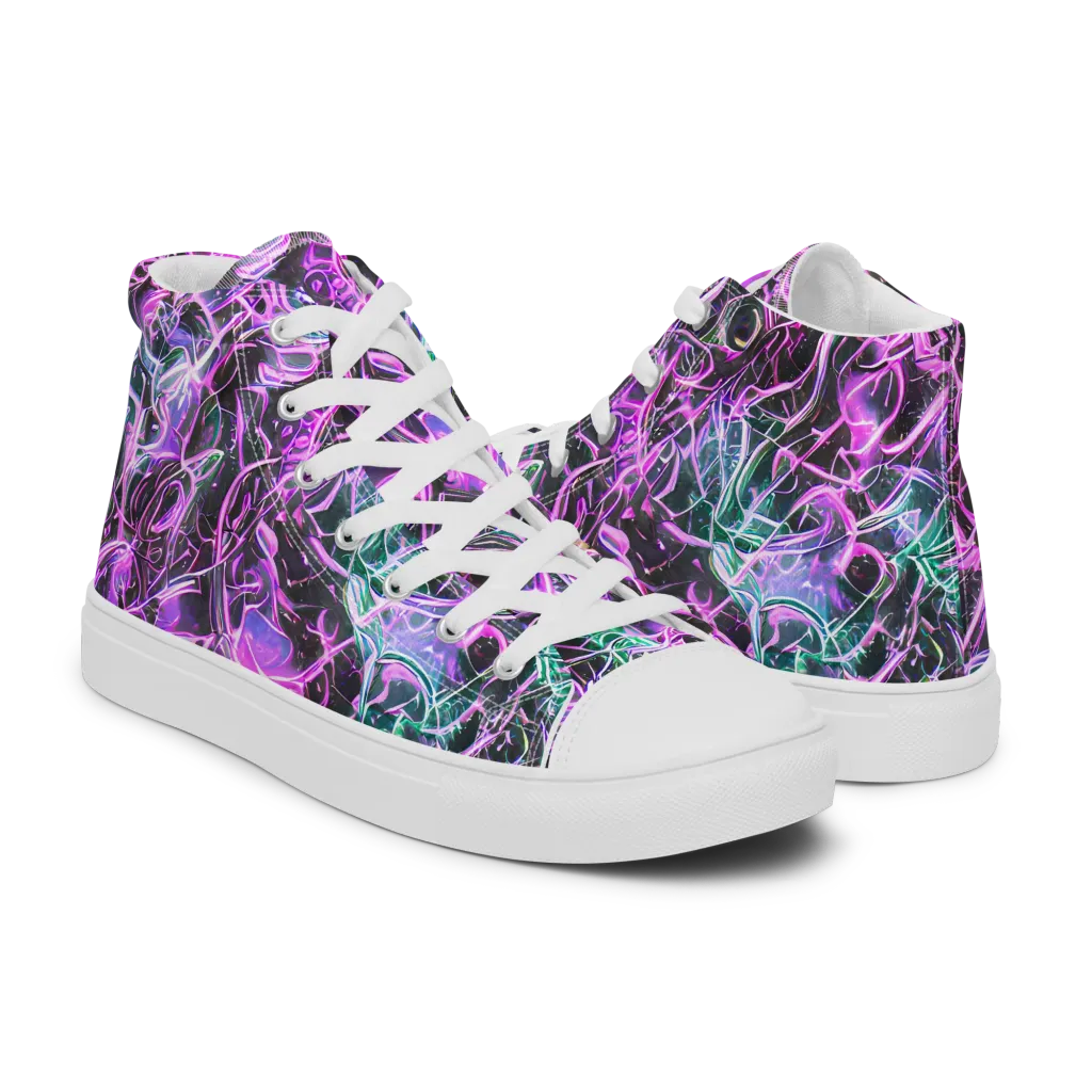 Magenta Maze on Women's High Top Canvas Shoes — Right