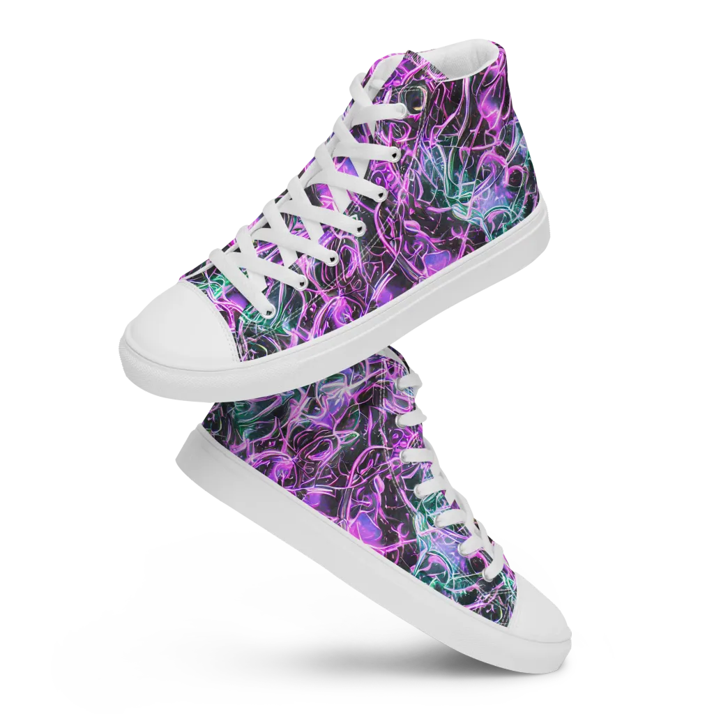 Magenta Maze on Women's High Top Canvas Shoes — Front