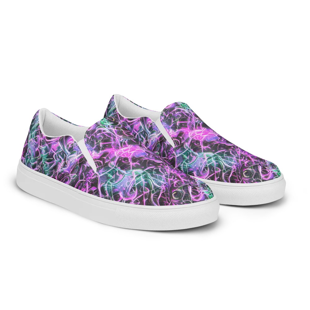 Magenta Maze on Men's Slip-On Canvas Shoes — Right Front