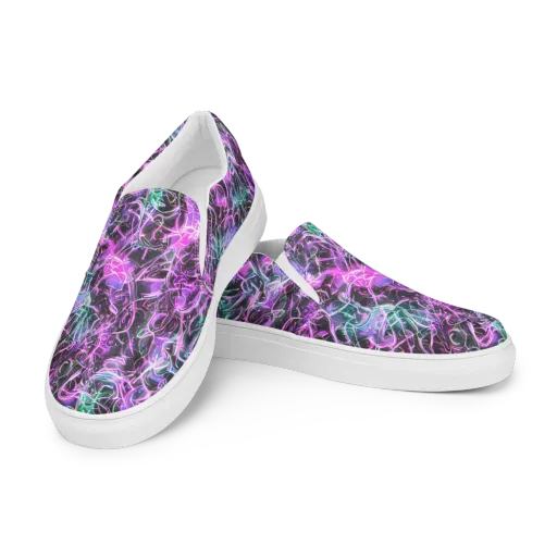 Magenta Maze on a Men's Slip-On Canvas Shoes