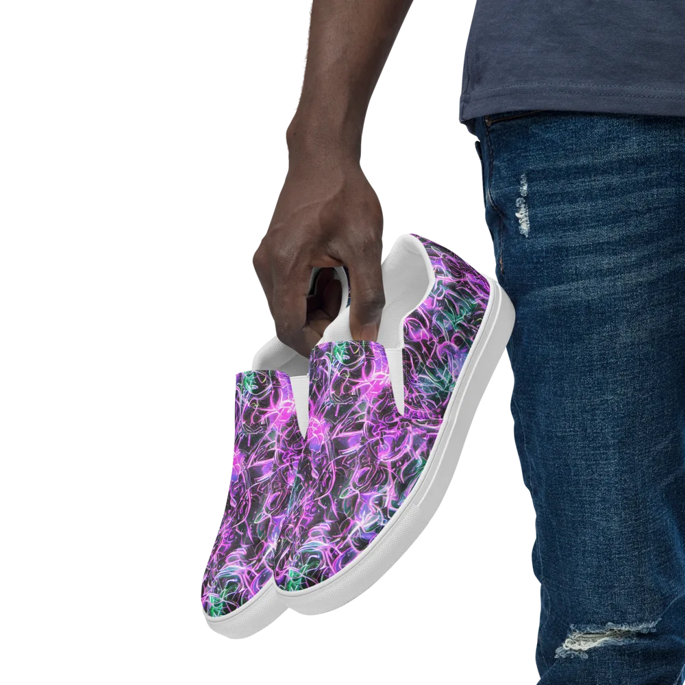 Magenta Maze on Men's Slip-On Canvas Shoes — Left Front