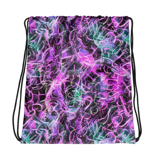 Magenta Maze on a Drawstring Bag